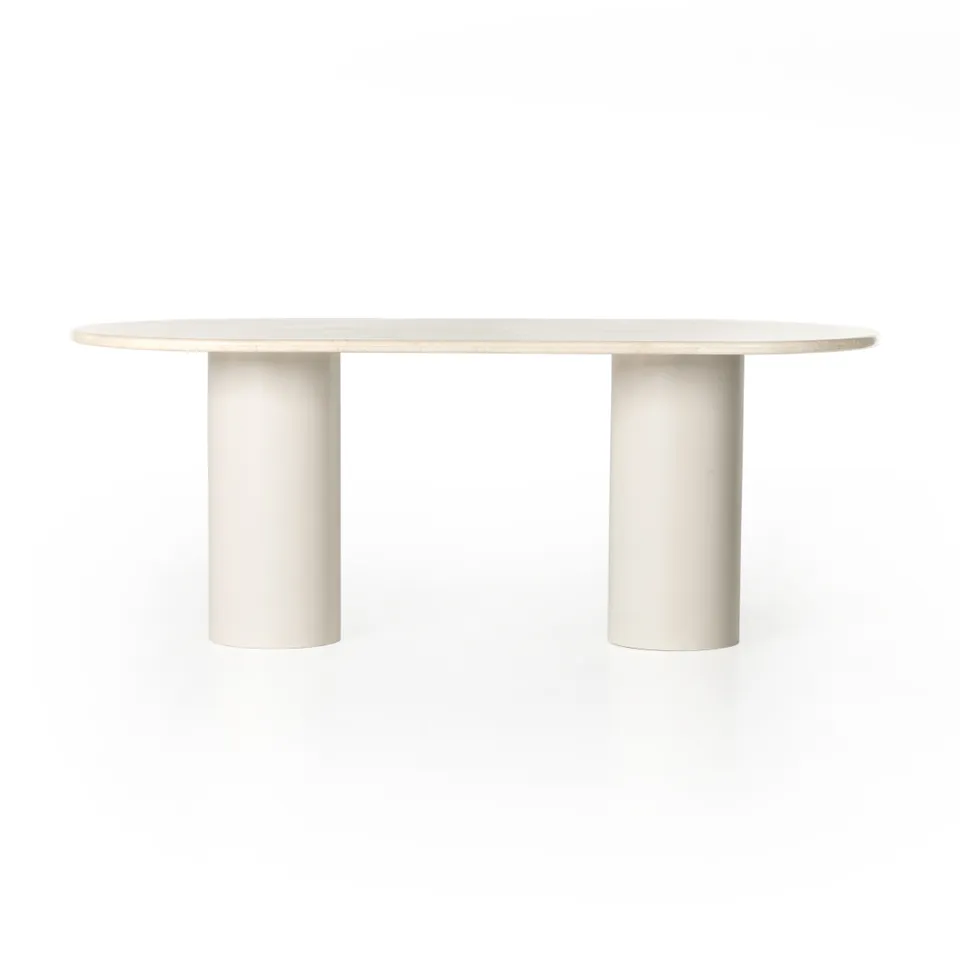 Belle Oval Dining Table - Cream Marble