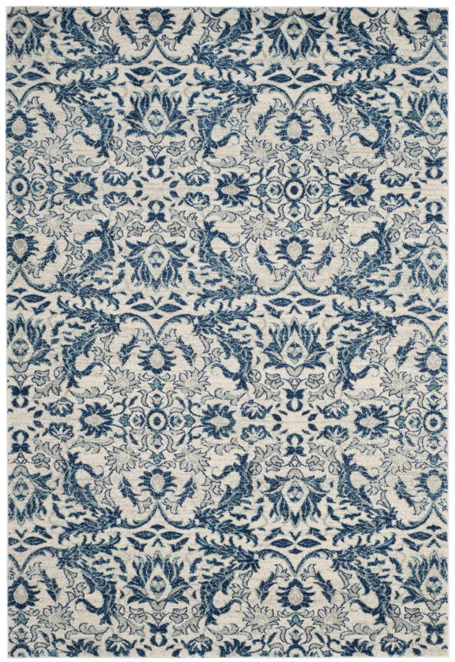 Arlo Home Woven Area Rug, EVK238C, Ivory/Blue,  4' X 6'