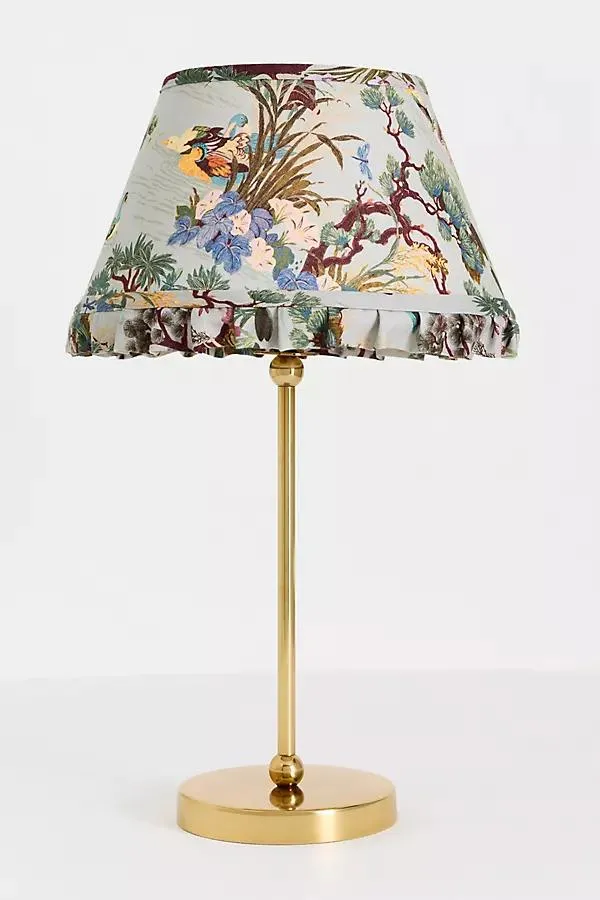 Lee Ruffle Printed Shade Brass Table Lamp