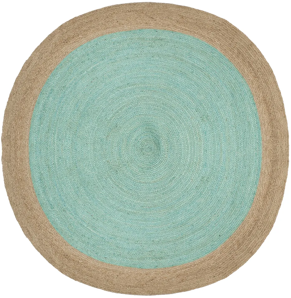 Arlo Home Hand Woven Area Rug, NF801A, Aqua/Natural,  8' X 8' Round
