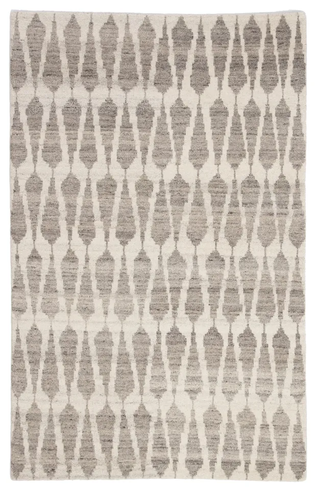 Sabot Hand-Knotted Geometric Ivory/ Light Gray Area Rug (10'X14')