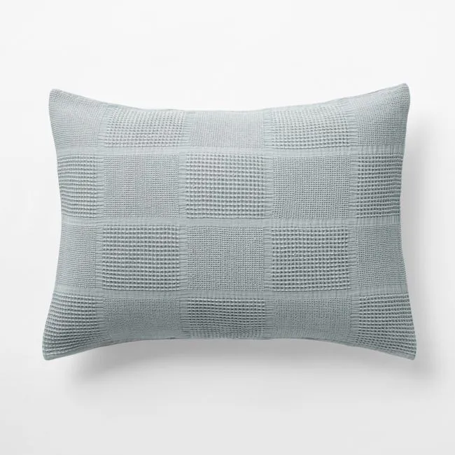 Scoop Mist Blue Checkered Organic Cotton Kids Pillow Sham