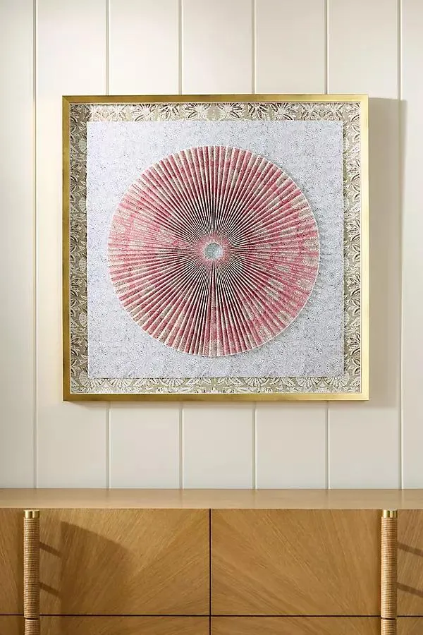 Dimensional Block Print Pleated Circle Wall Art