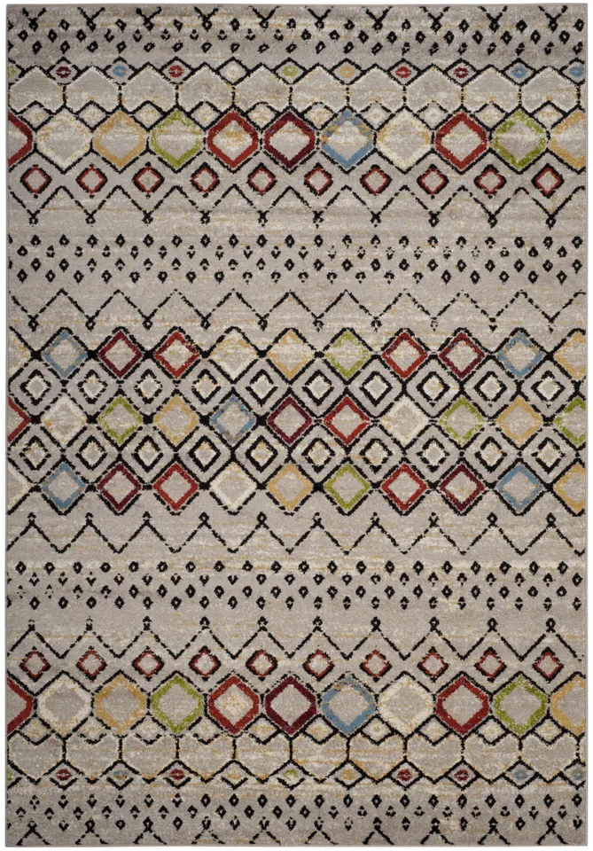 Arlo Home Woven Area Rug, AMS108G, Light Grey/Multi,  6' 7" X 9' 2"