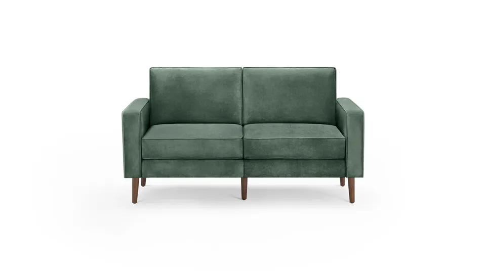 Nomad Velvet Loveseat - Jade - Performance Velvet / Walnut - Wood