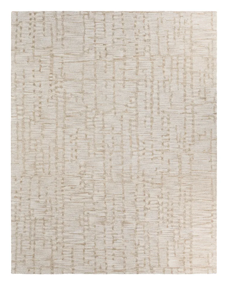 Herculean LAB02 Tufted Striped Tan/White Area Rug (13'X18')