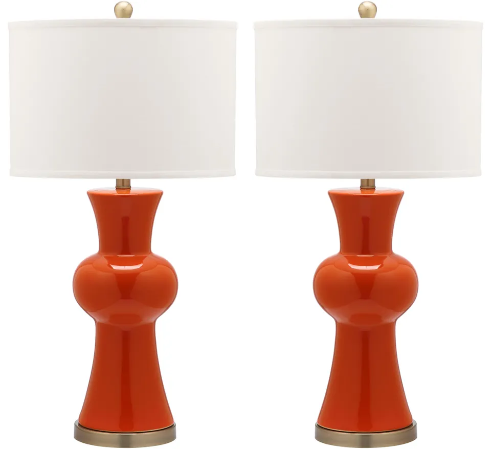 Lola Column 30" Table Lamp, Set Of 2 - Orange