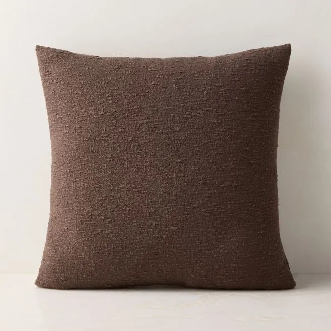 Chocolate Brown Boucle Throw Pillow With Feather-Down Insert 20"x20"