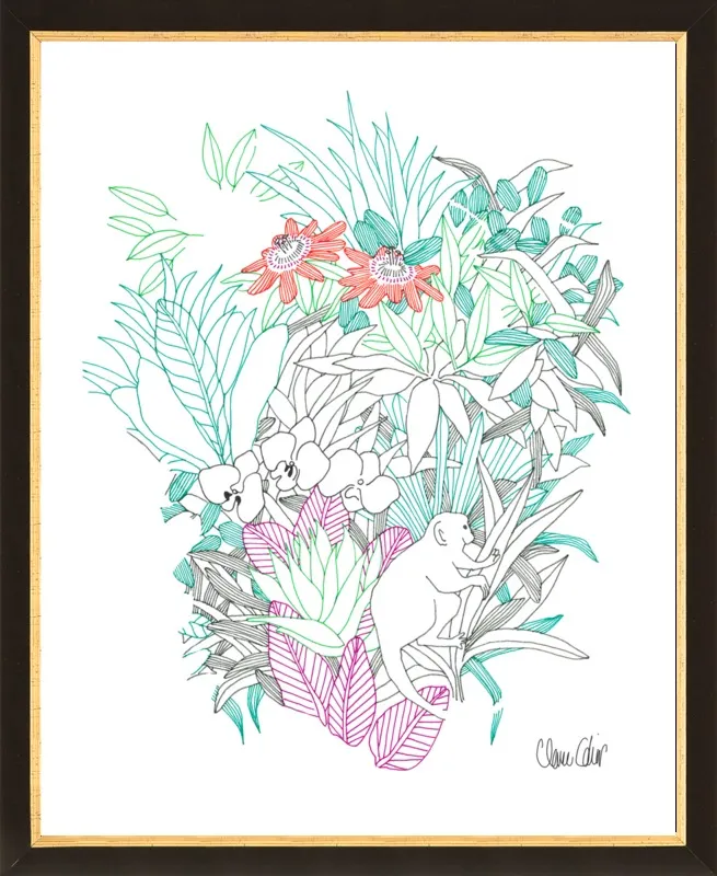 Passionflowers, orchids and the squirrel monkey  by Claire Colin for Artfully Walls
