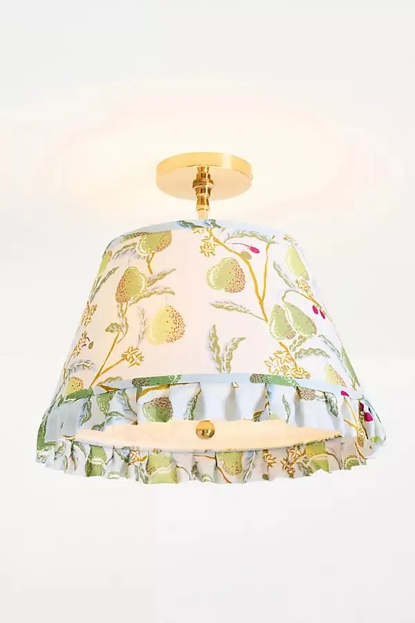 Lee Brass 16" Ruffle Printed Semi-Flush Mount Light