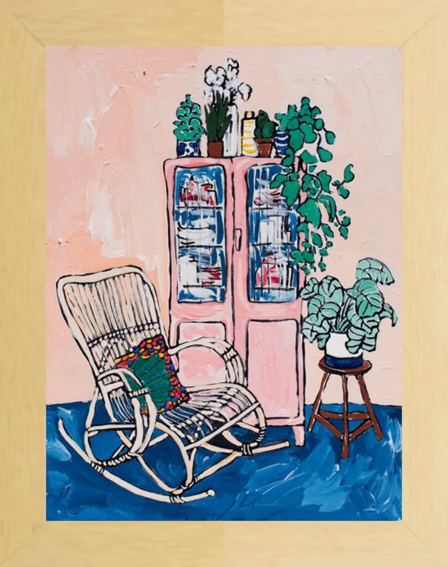 Rocking Chair In Pink Interior by Lara Lee Meintjes for Artfully Walls
