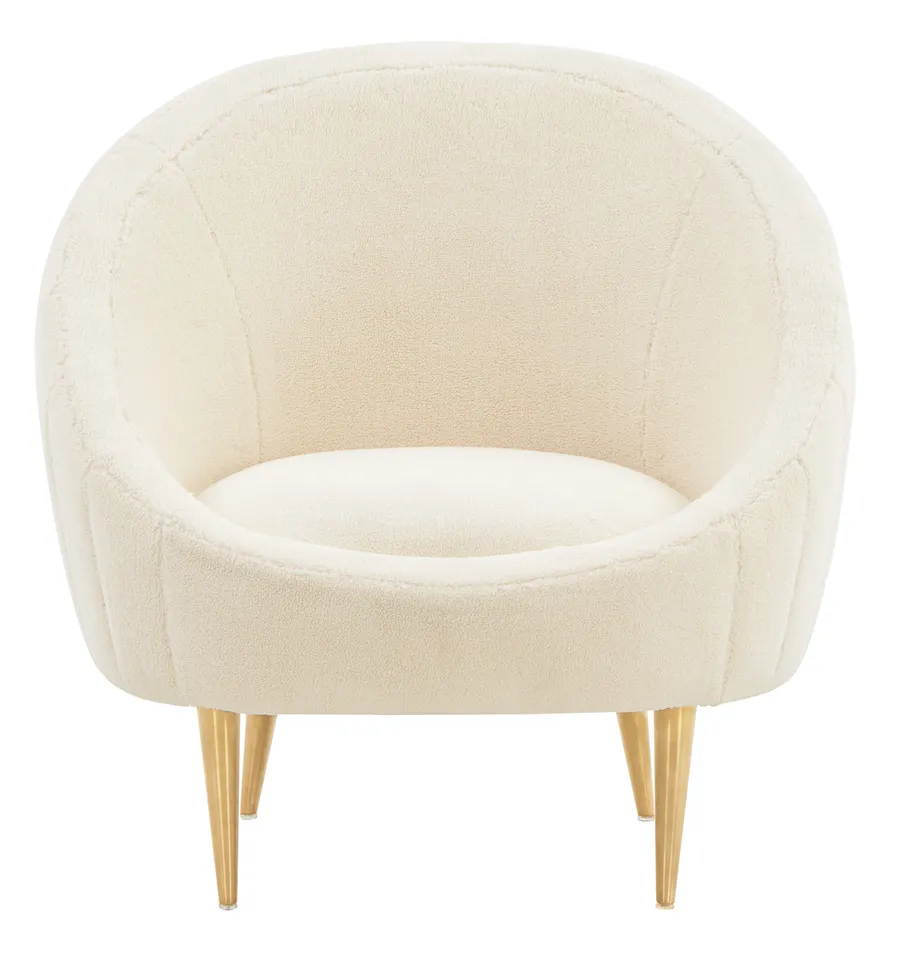 Safavieh Couture Razia Channel Tufted Tub Chair, Ivory / Gold