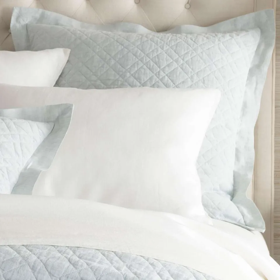 Washed Linen Sky Quilted Sham