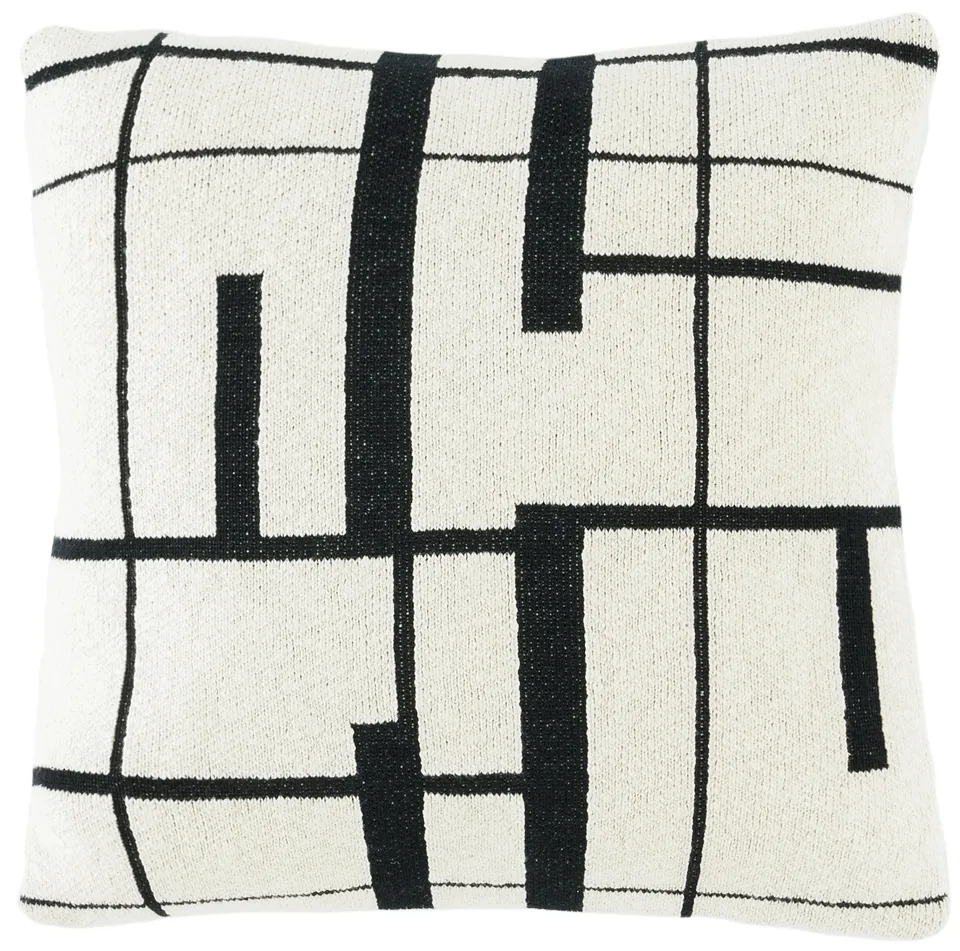 Azeem 18 x 18 Cotton Pillow - Ivory / Black