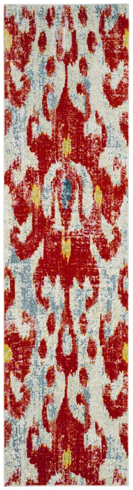 Arlo Home Woven Area Rug, WTC622L, Brick/Light Blue,  2' 3" X 8'