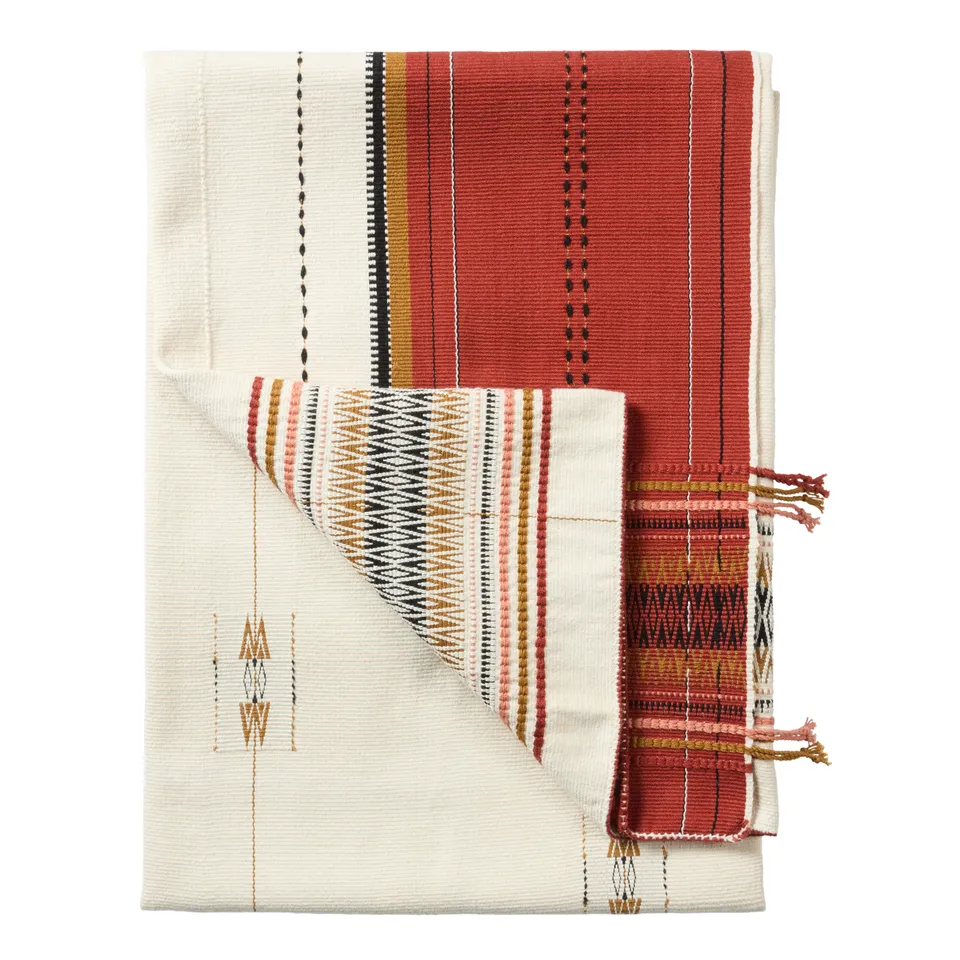 Angami Tribal Red/ Cream Throw (42"X72")