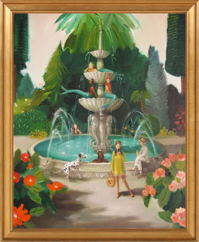 Selfie At The Mermaid Public Fountain by Janet Hill for Artfully Walls