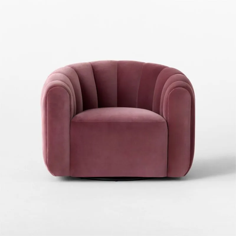 Fitz Channeled Rose Velvet Swivel Chair Set of 2
