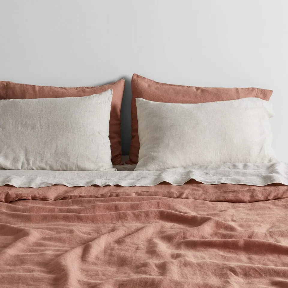 The Citizenry Stonewashed Linen Bed Bundle Dayglow Series | Queen | Pink