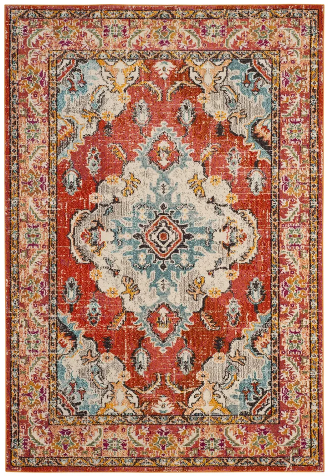 Arlo Home Woven Area Rug, MNC243H, Orange/Light Blue,  4' X 5' 7"