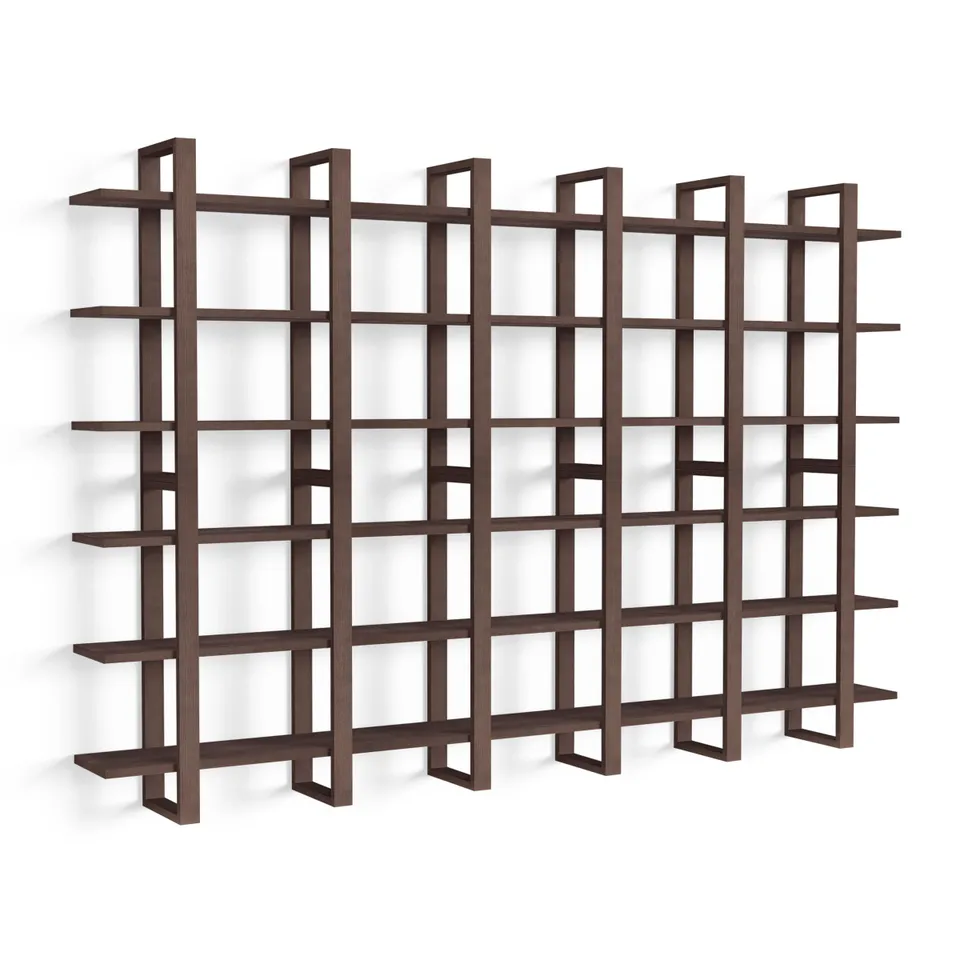 Index Wall Shelf, Set of 6 - Walnut - Wood