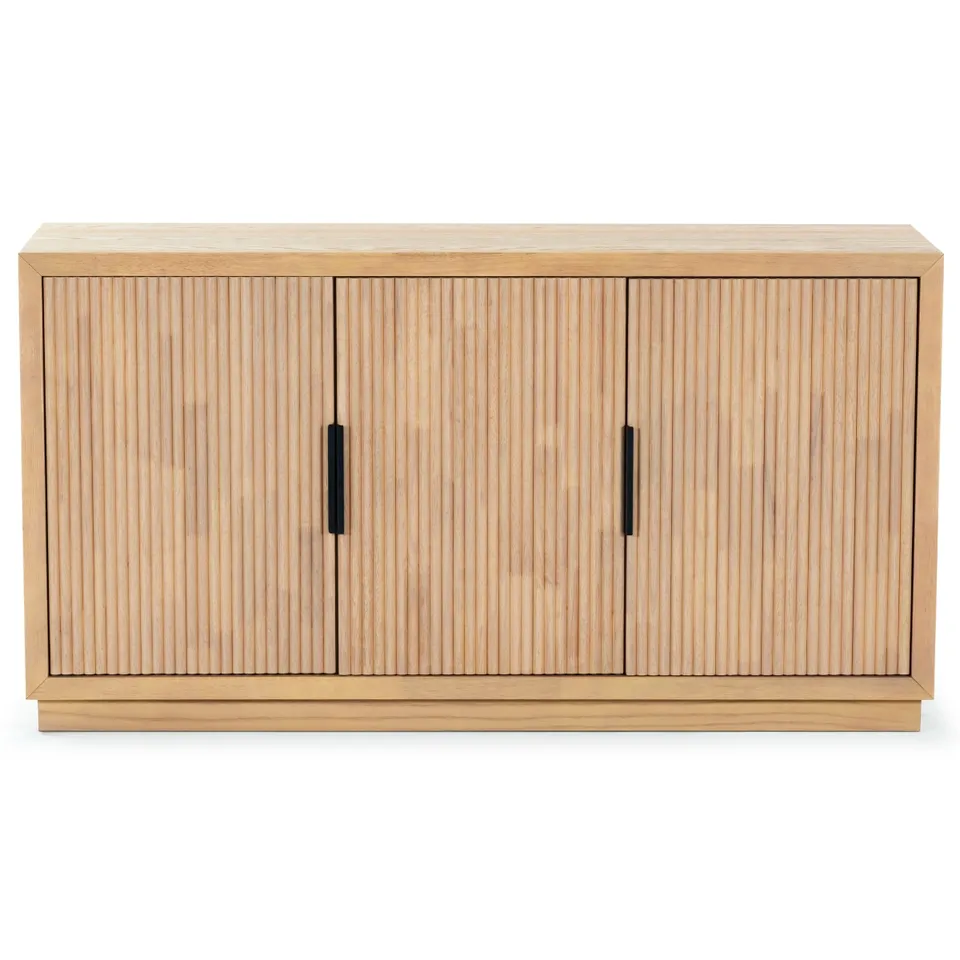 Shelbie 3 Door Reeded Sideboard - Oak/Black
