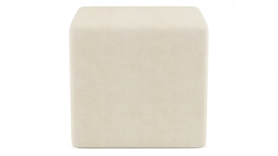 Cube Ottoman, Talc Everyday Linen