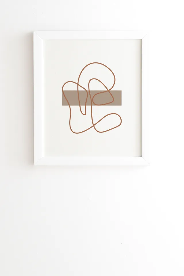 Abstract Line Neutral by Mambo Art Studio - Framed Wall Art Basic White 12" x 12"