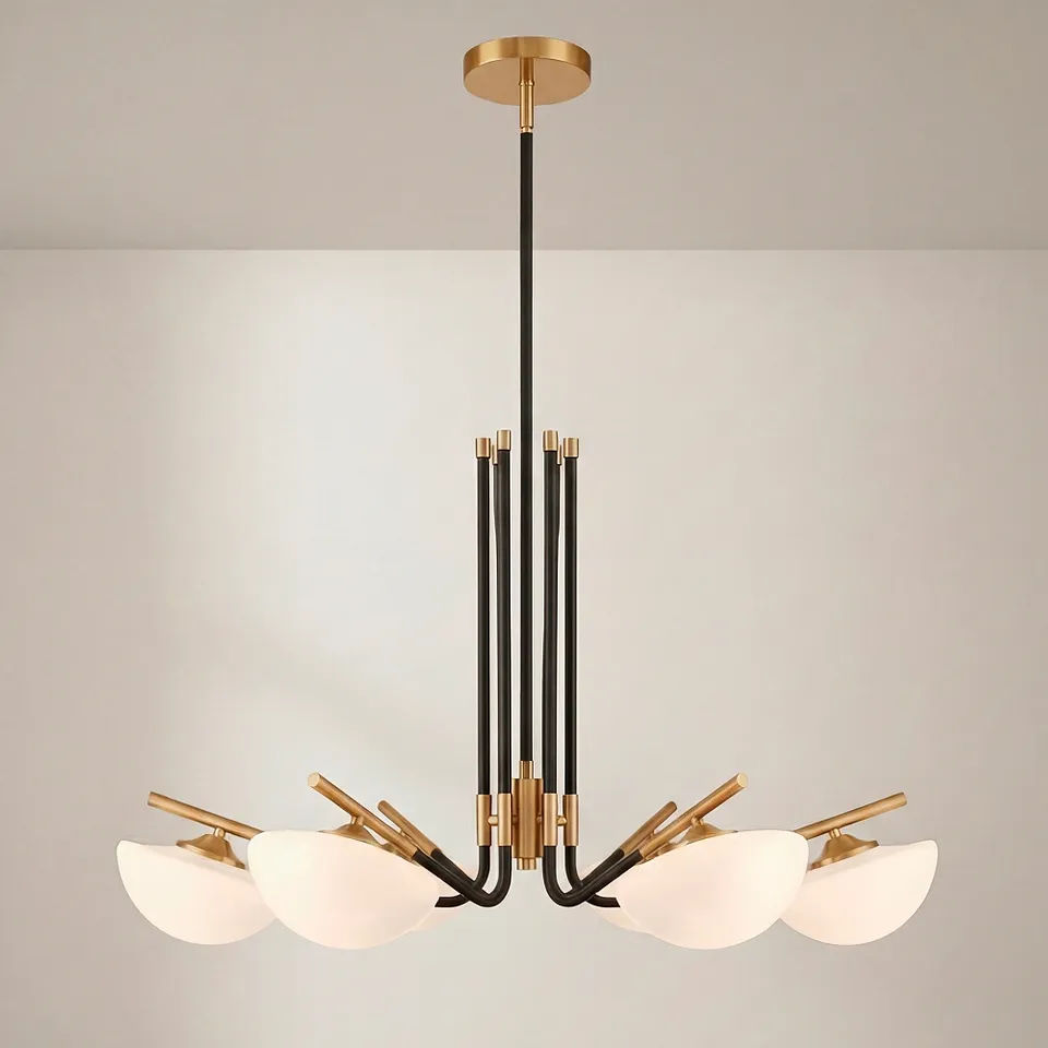 Possini Euro Maximus 32" Wide Soft Gold Black 6-Light Pendant Light