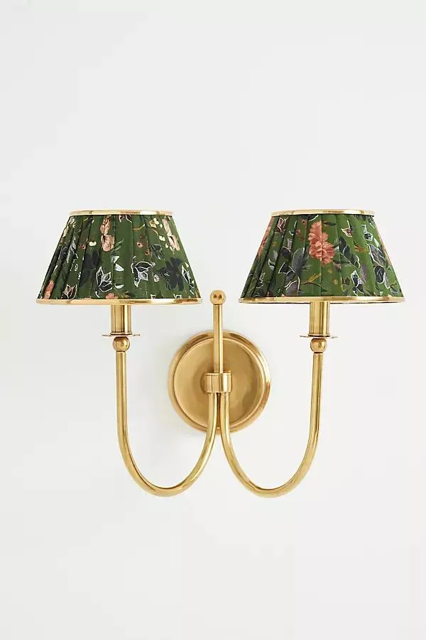 Lee Double-Articulating Shaded Brass Sconce Wall Light