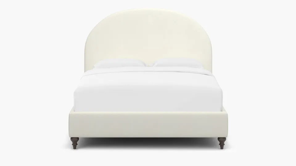 Demilune Bed, Sheepskin, Espresso Traditional Turned Leg, King