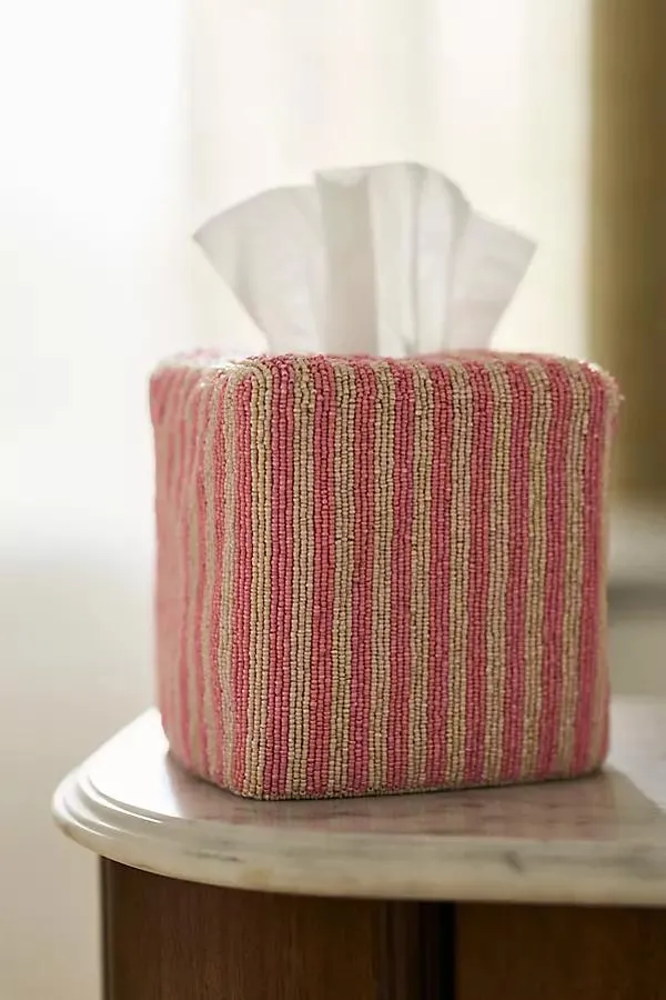 Stripe Beaded Tissue Box Cover