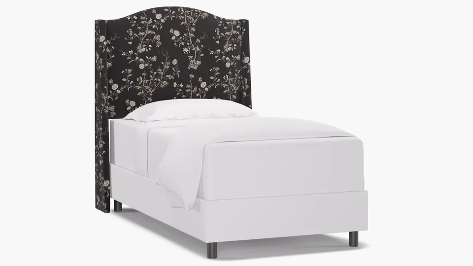 Classic Wingback Headboard, Black Bamboo Garden, Twin