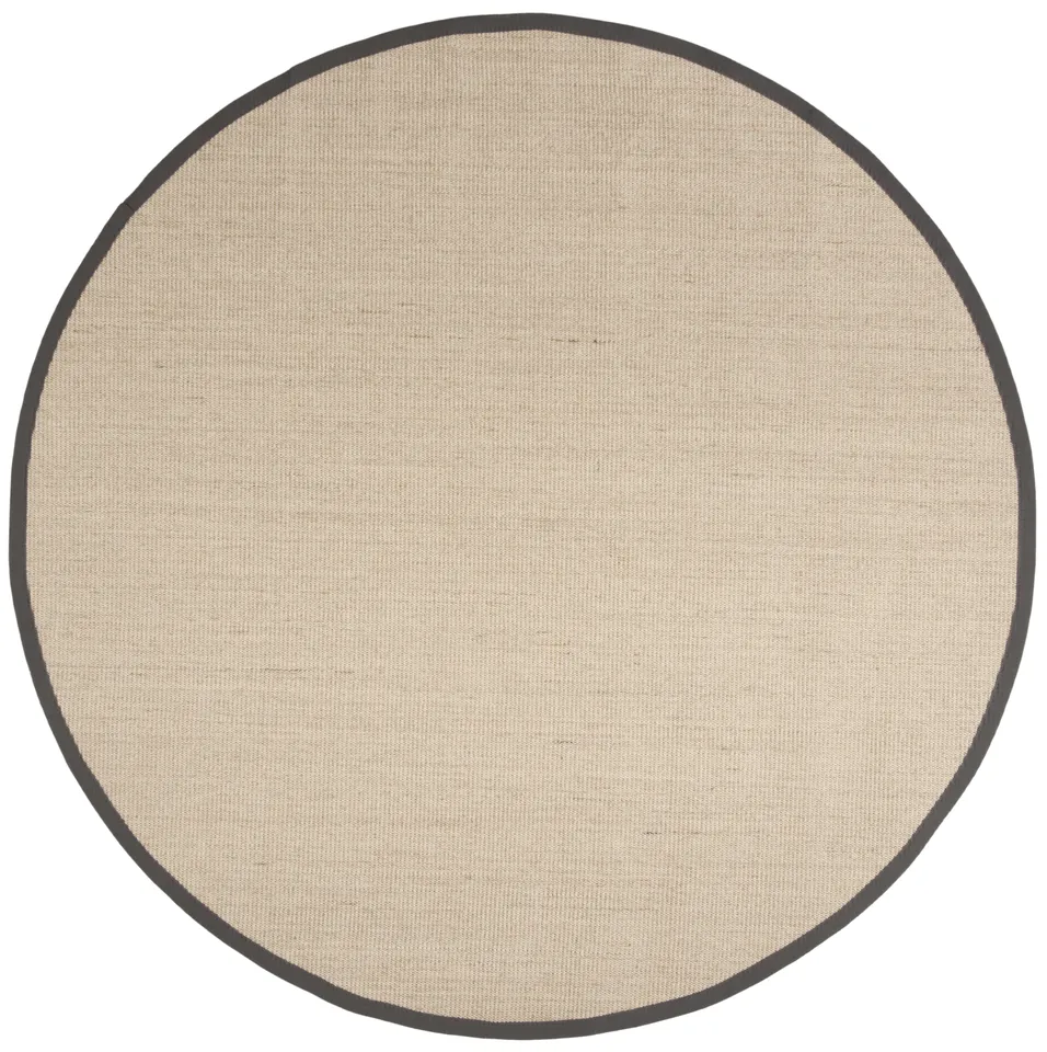 Arlo Home Woven Area Rug, NF131B, Natural/Dark Grey,  6' X 6' Round