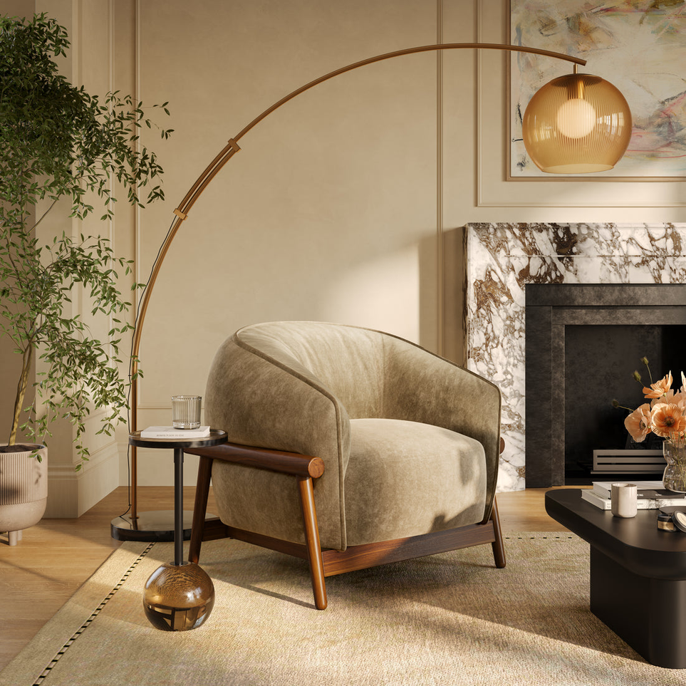 Daniel-Jack Drum Coffee Table, Sintered Stone Top, 2 Solid Wood