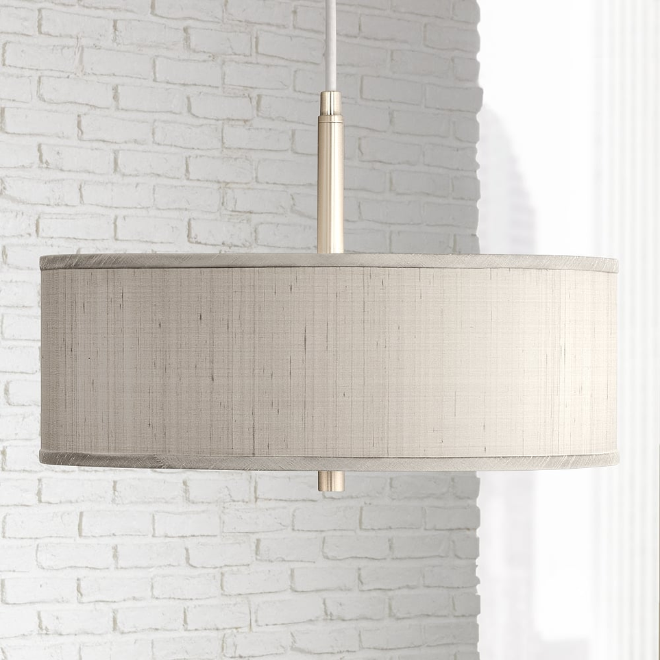 Avery linen double drum pendant light cheap