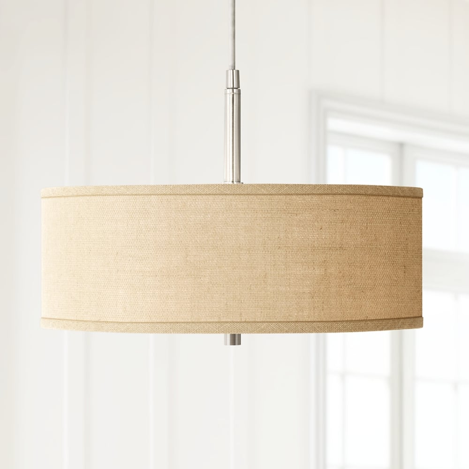 Avery linen double drum pendant light on sale