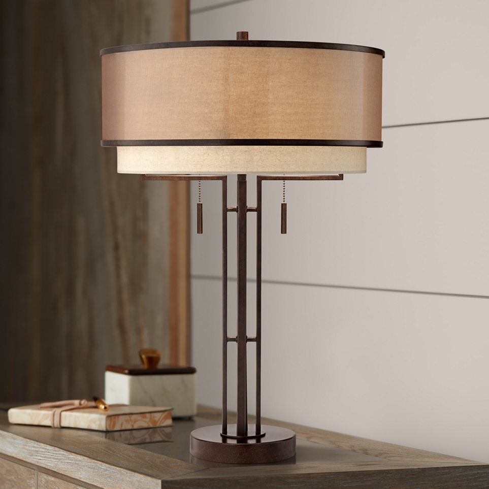 Andes double shade industrial table lamp outlet