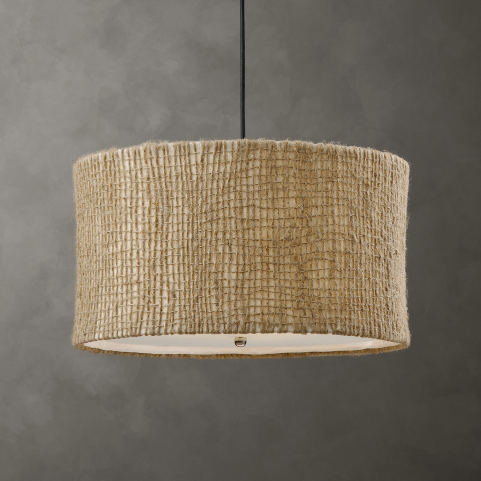 Burlap drum pendant light store