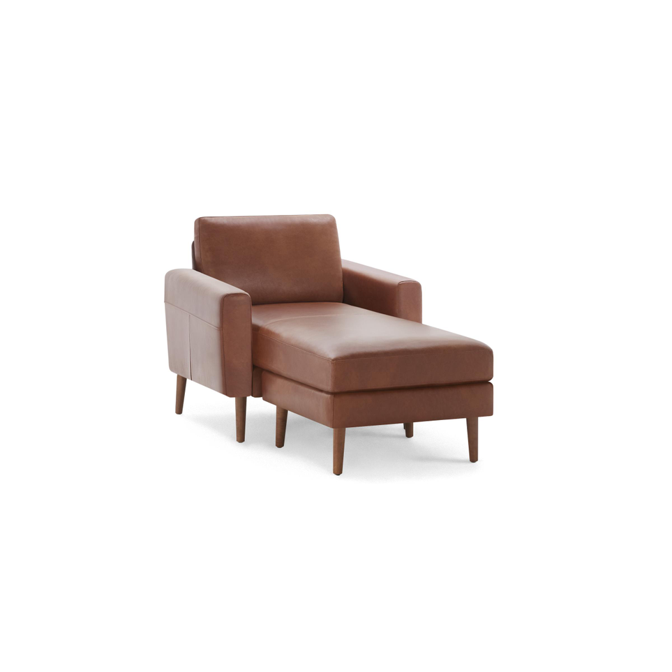Nomad Leather Club Chair with Chaise Chestnut Top Grain