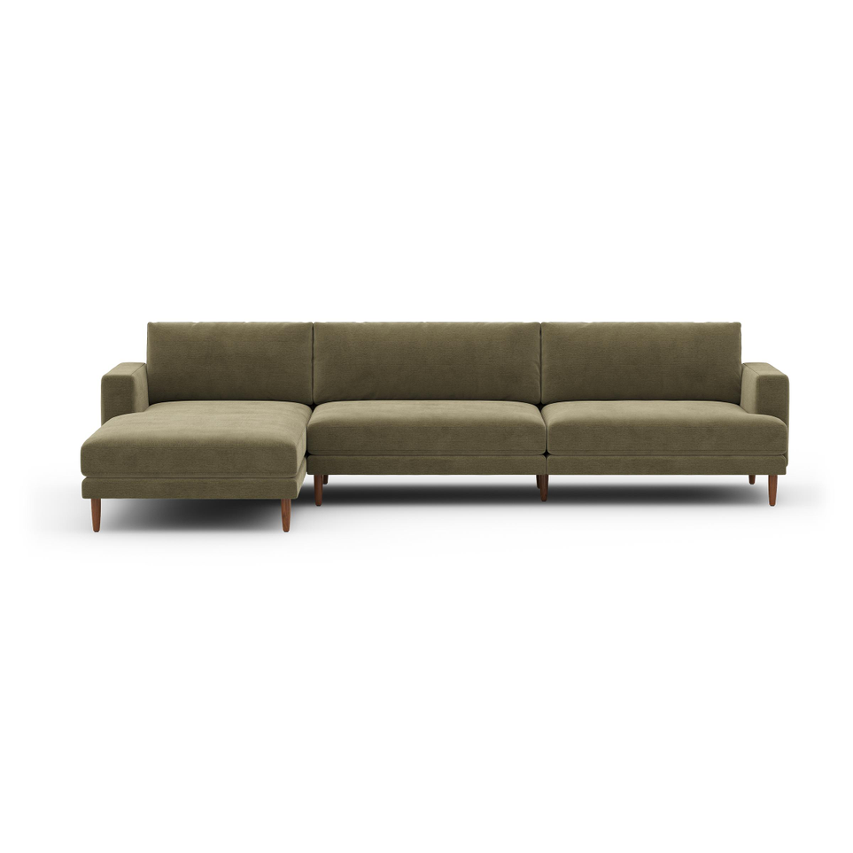 35% OFF+ 15 optionsBurrowEmber Chaise Sectional - 124" / Sage - Performance Chenille / Walnut - Wood$2,979 $1,936Limited Time Offer | Price as Marked