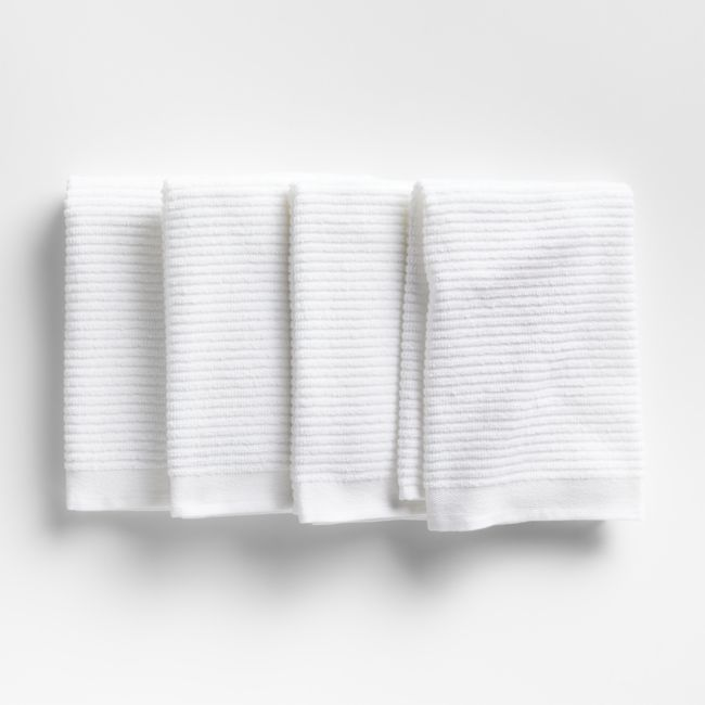 Waffle-Terry White Organic Cotton Kitchen Towels, Set of Crate