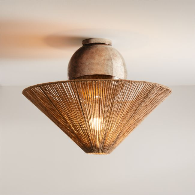 Crate and barrel ivory woven rope flush mount deals