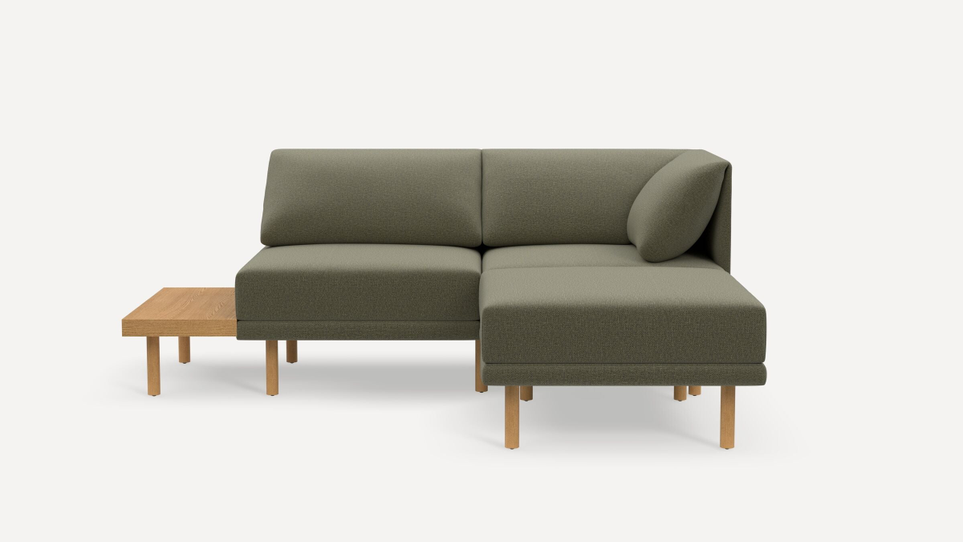 30% OFF+ 19 optionsBurrowRange 3-Piece One Arm Sectional Lounger with Table - Moss Green - Performance Flatweave / Oak Legs and Table$1,769 $1,238Limited Time Offer | Price as Marked