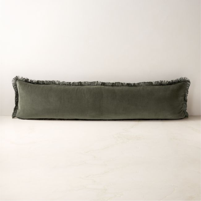 Black Boucle Lumbar Pillow with Feather-Down Insert 48''x12