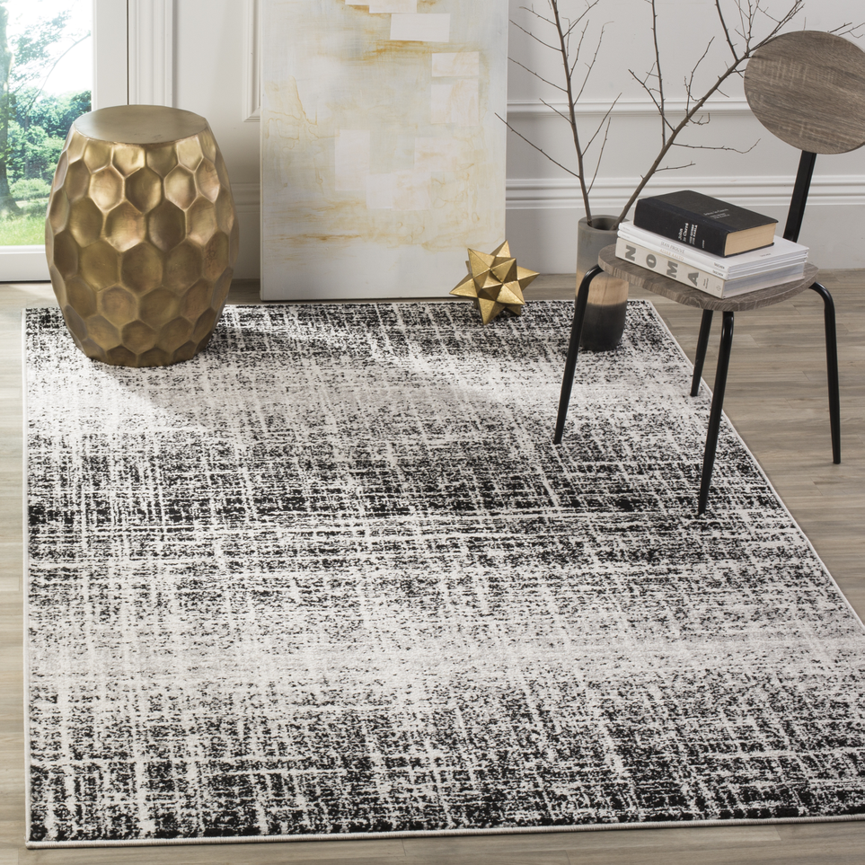 Arlo Home Woven Area Rug, ADR116B, Ivory/Black, 9' X 12