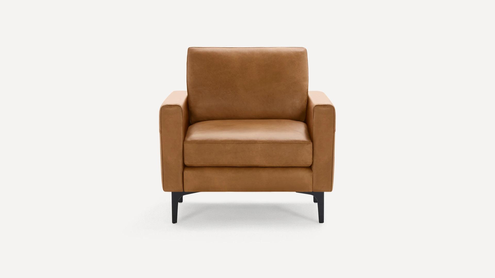 Nomad Leather Club Chair Camel Top Grain Leather Brass