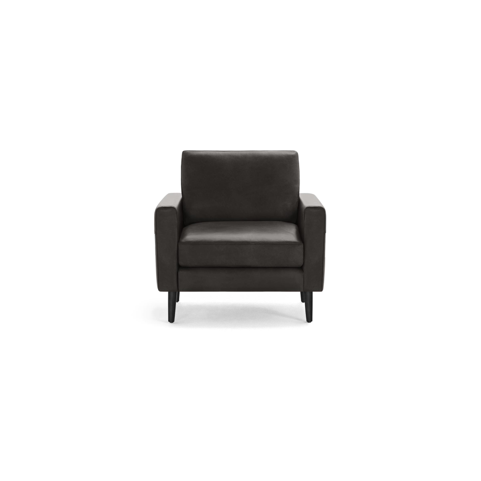 Nomad Leather Club Chair Slate Top Grain Leather Chrome