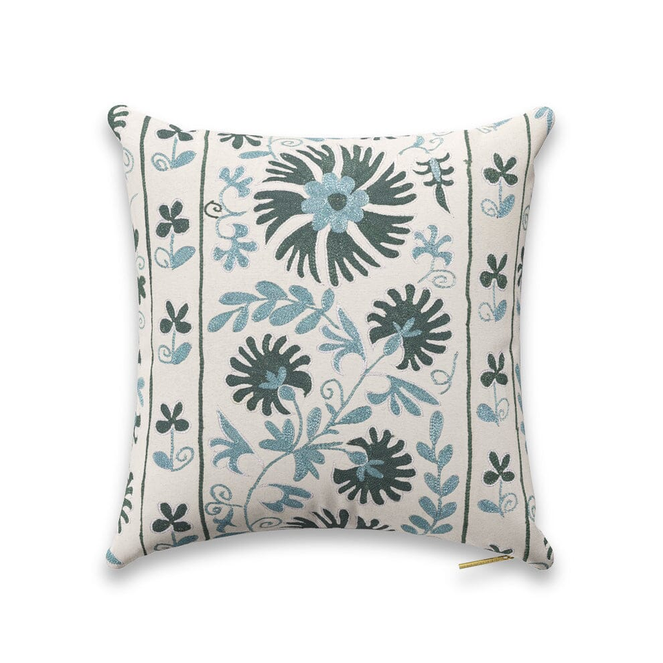 20% OFF+ 7 optionsSt. FrankSage Ribbon Suzani Pillow by St. Frank | Blue | 18" W x 18" H | Linen$160 $128Limited Time Offer | Price as Marked