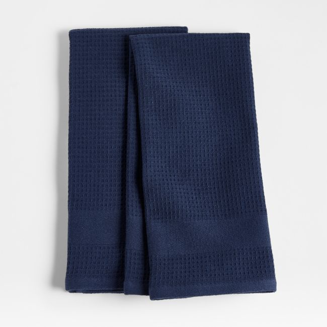 Absorbent Multi-Weave Indigo Dish Towels, Set of Crate and